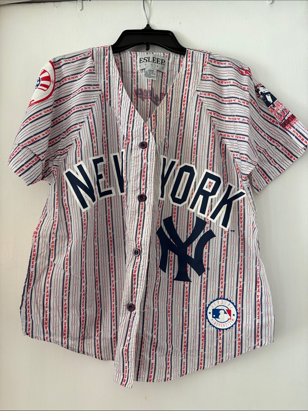 Super Cute, Comfy York Yankees Striped Button Baseball Top & Boxers PJ Set